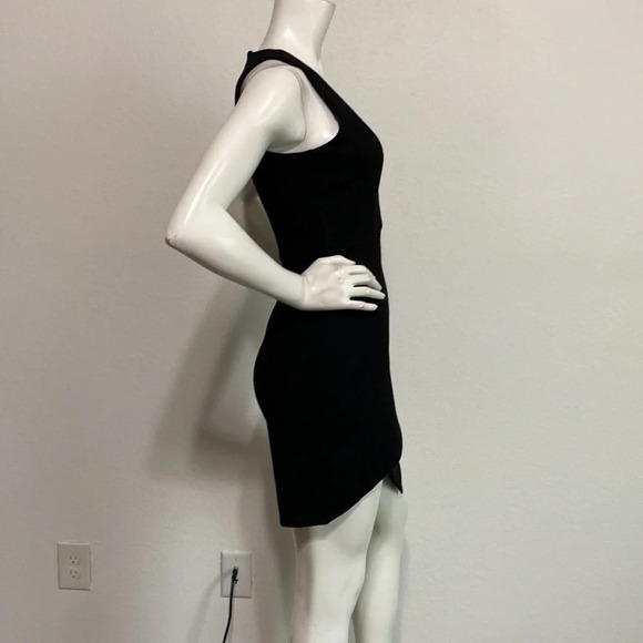 NBD Revolve Dries Black Asymmetric Hem Deep V-Neck Bodycon Mini Dress Size XS - Picture 8 of 11
